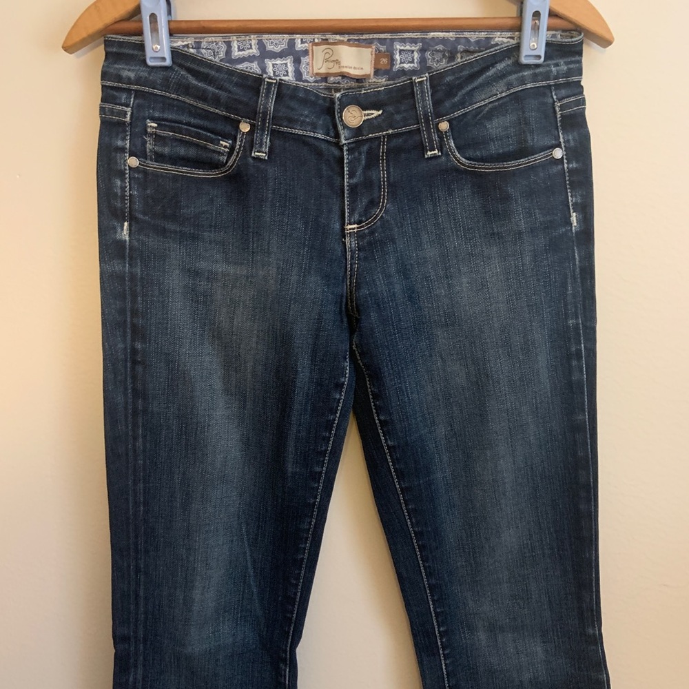 Paige 26 Embellished Blue Heights Skinny Jeans